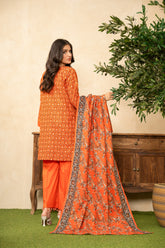 Lime Light Orange – Digital Printed Chamki Lawn Shirt with Dupatta & Trouser (U2507)